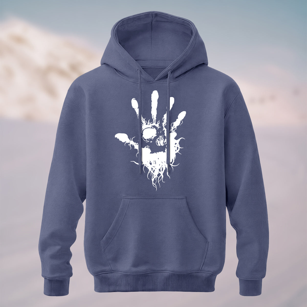 Cotton Made Dark Palm Skeleton Print Hoodie