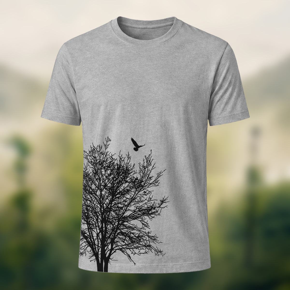 Dead Tree Silhouette Printed Casual 100% Cotton T-Shirt
