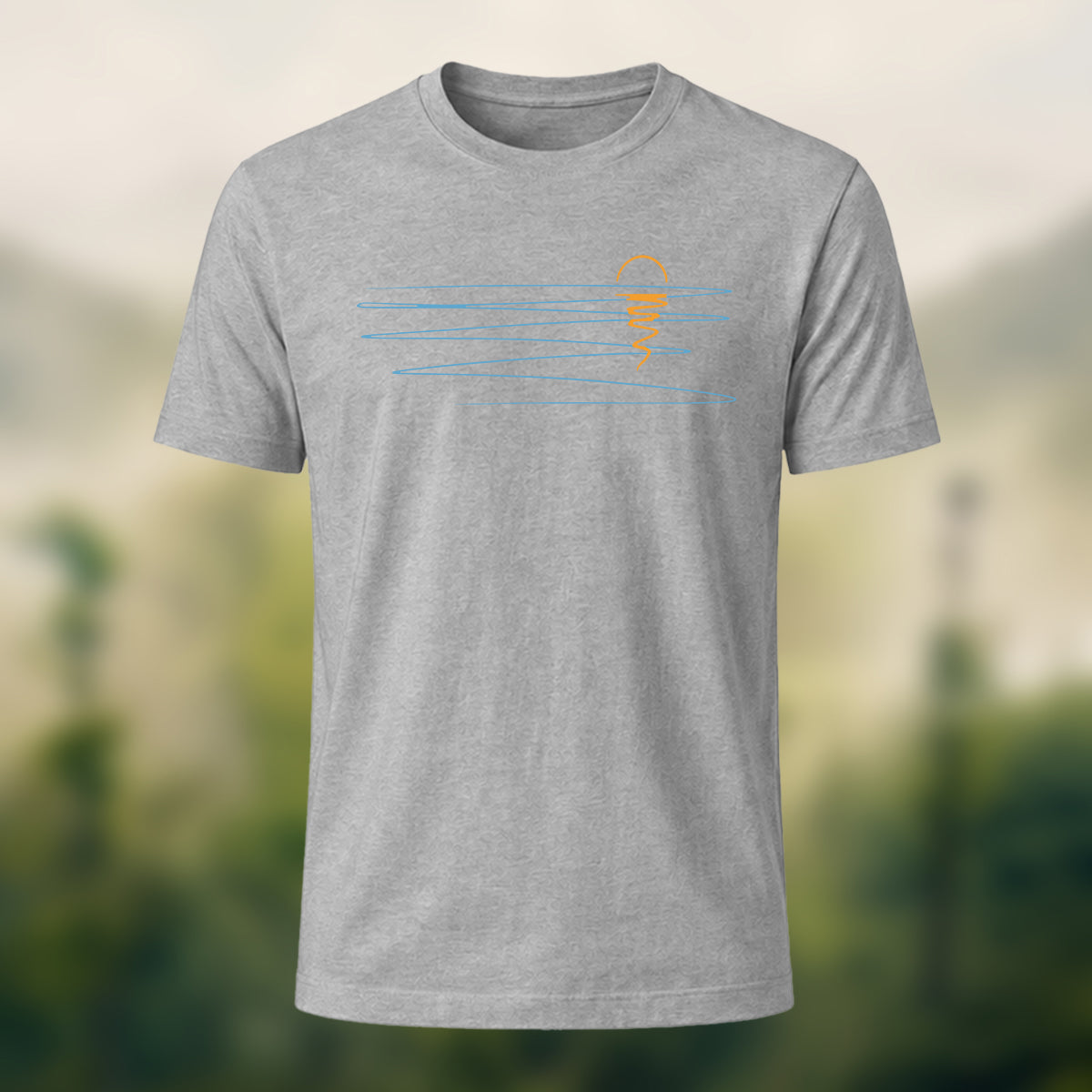 Minimalist Sunset Print Casual Cotton T-Shirt