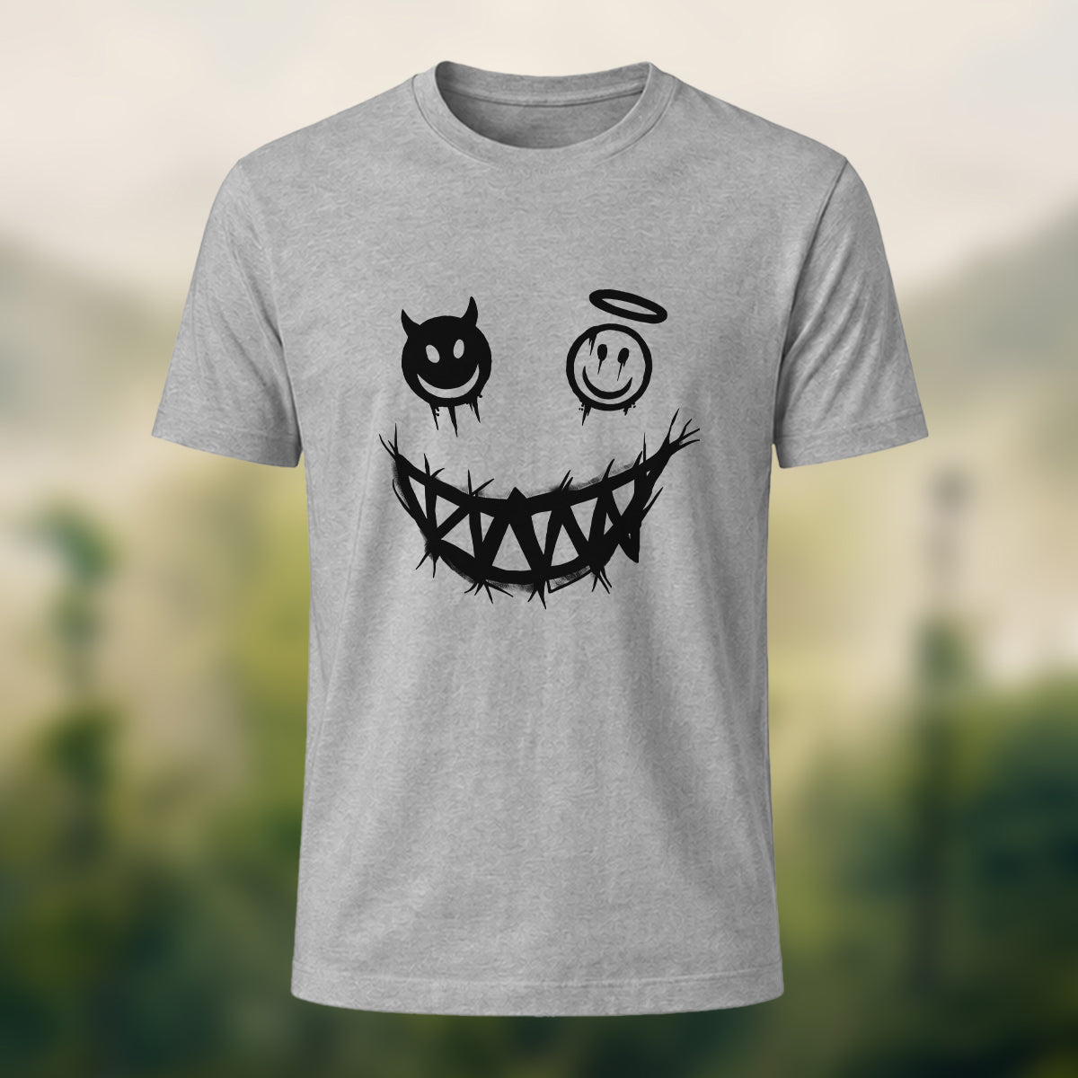 Devil's Smile Print Casual Cotton T-Shirt