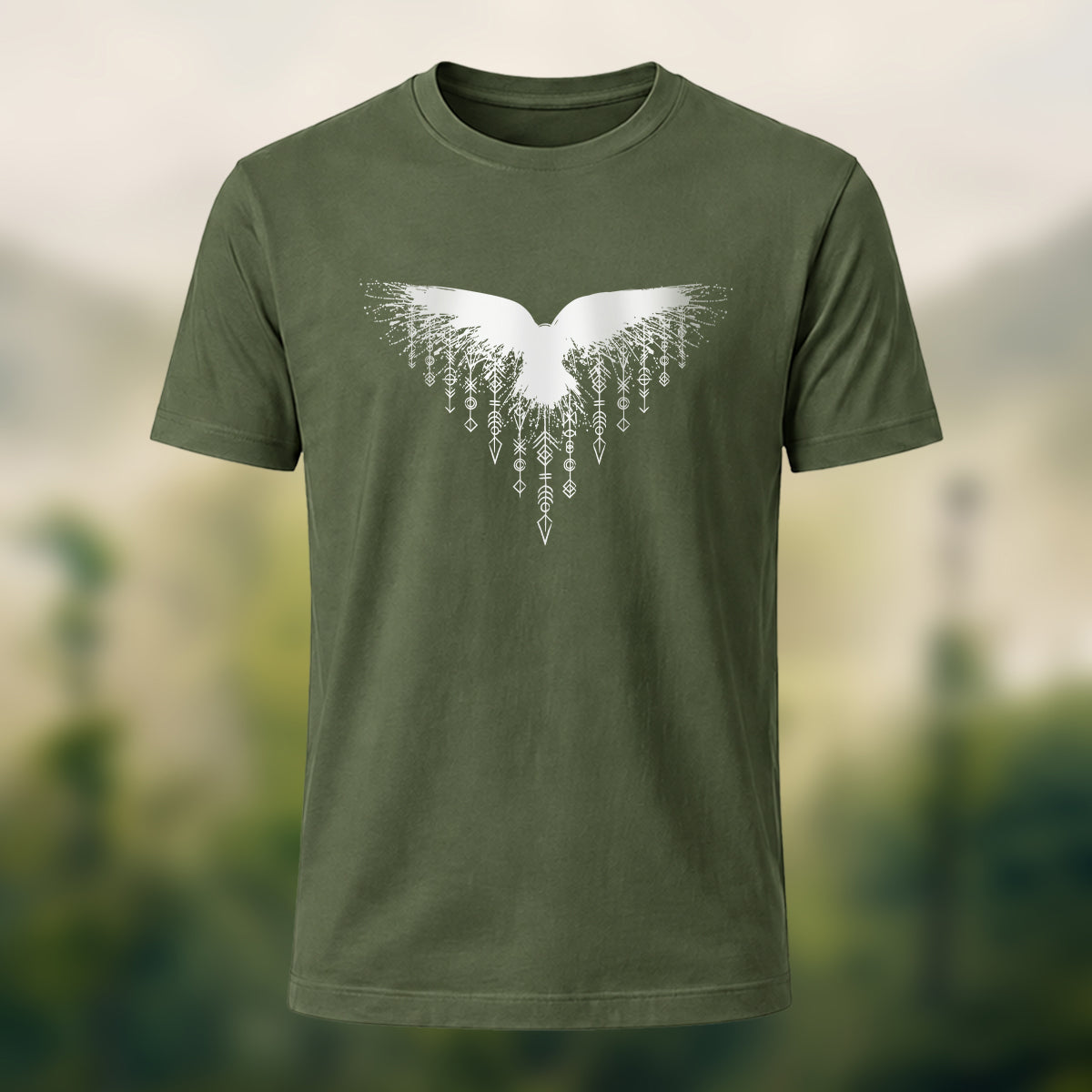Wings Viking Print Casual 100% Cotton T-Shirt