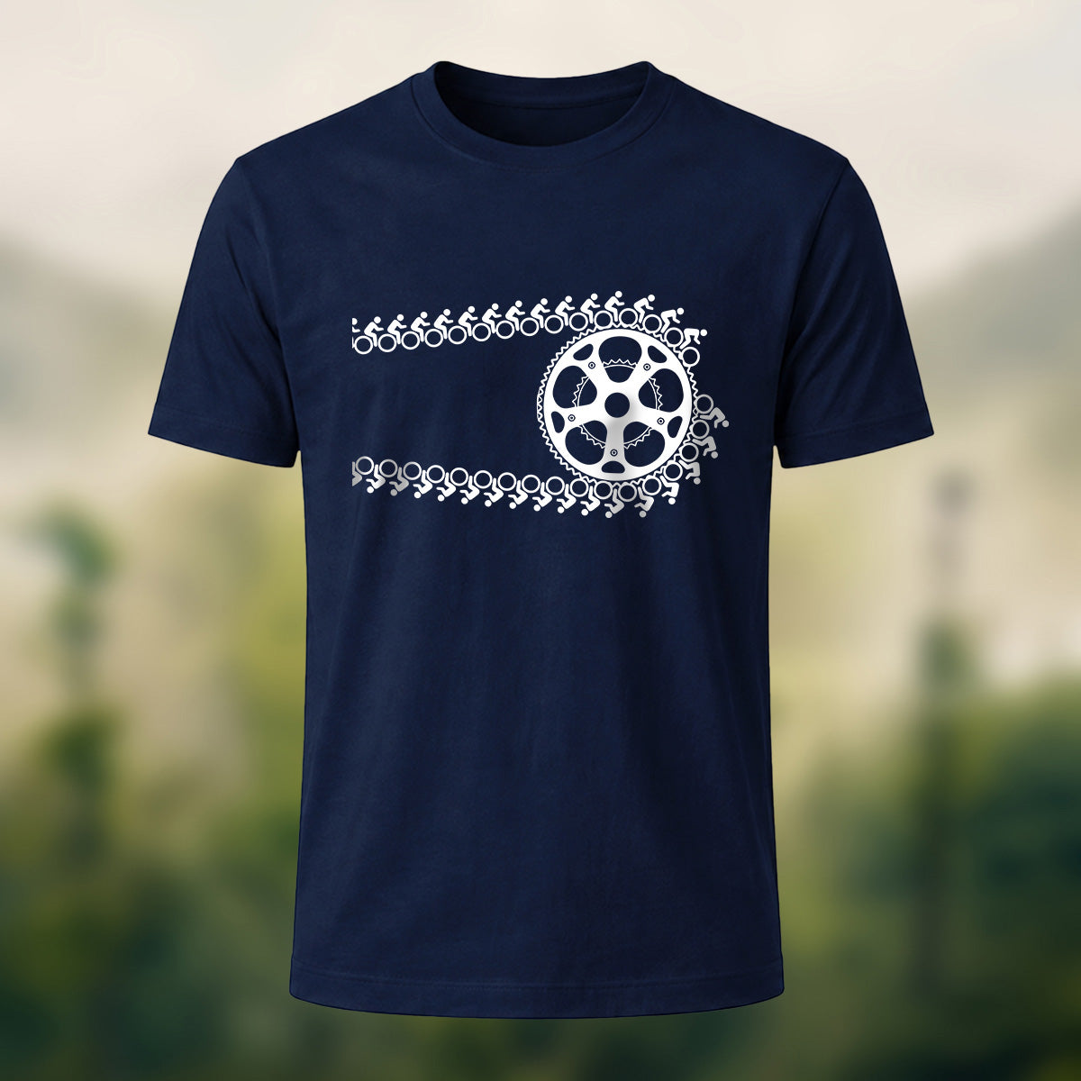 Creative Bike Chain Pattern Combed Cotton T-Shirt