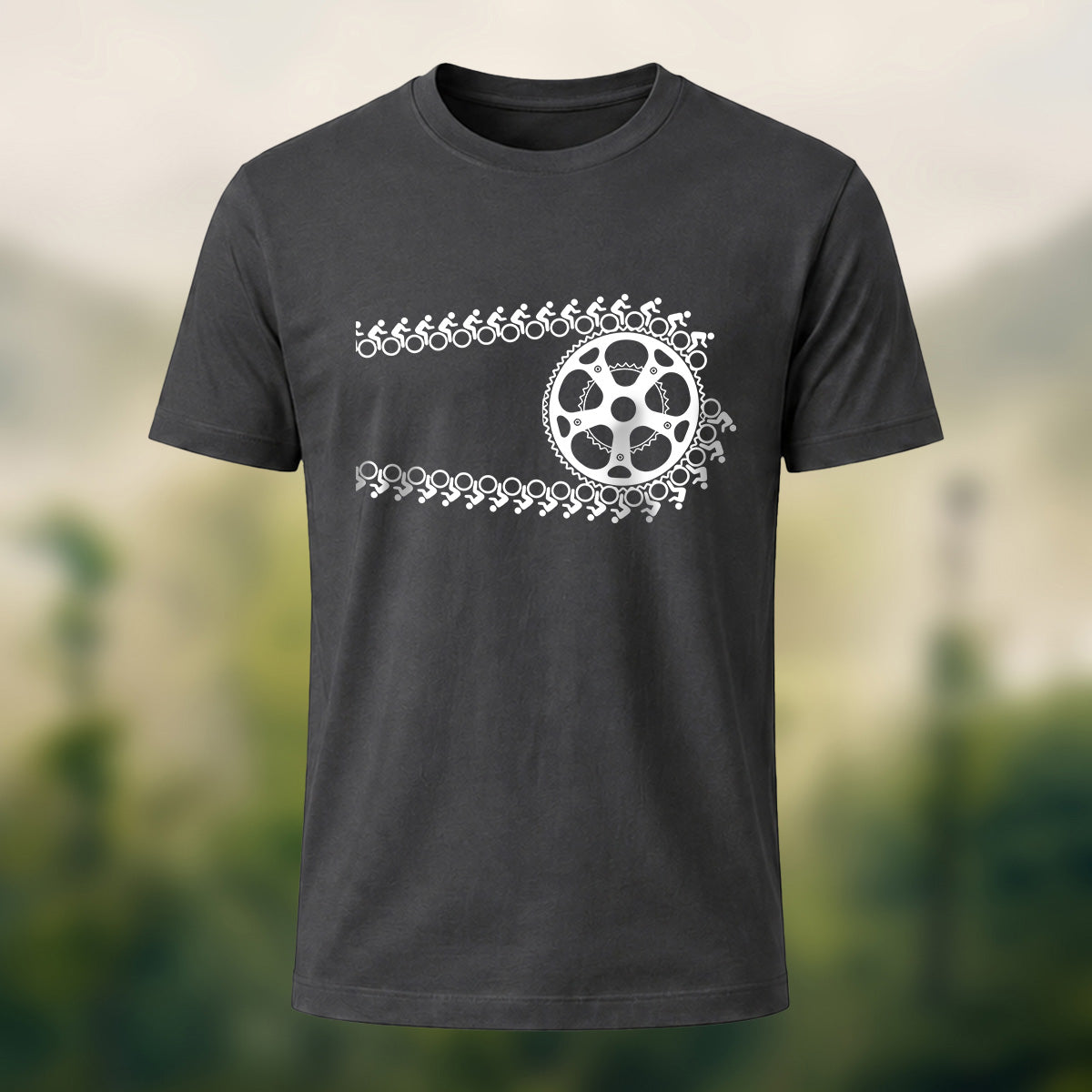 Creative Bike Chain Pattern Combed Cotton T-Shirt