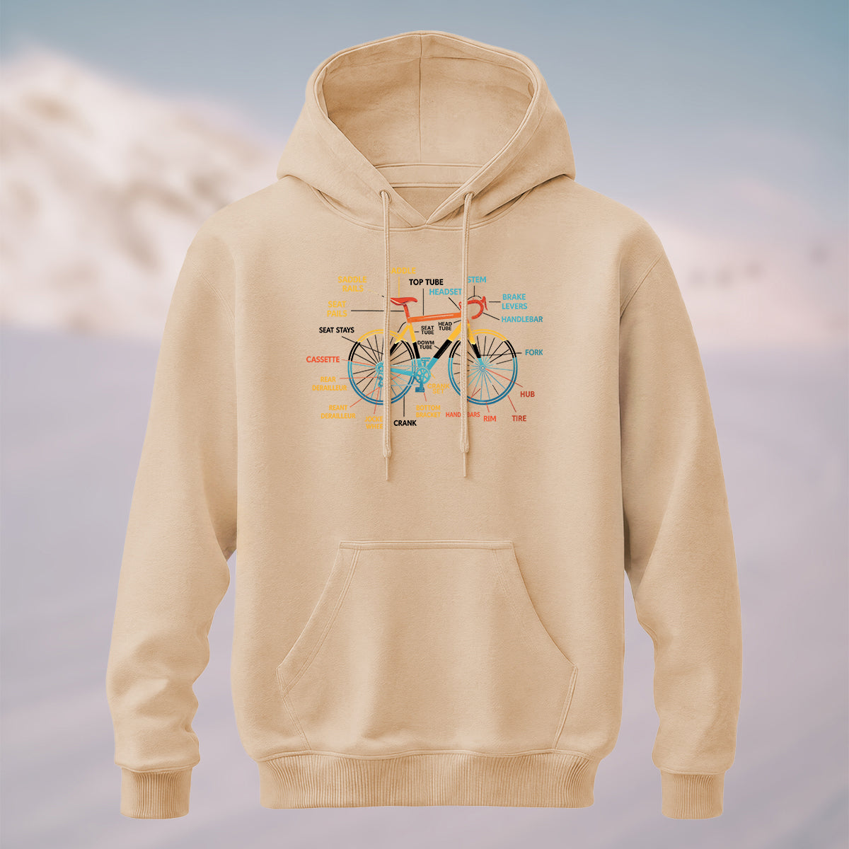 Cotton Made Creative Colorful Bicycle Print Hoodie