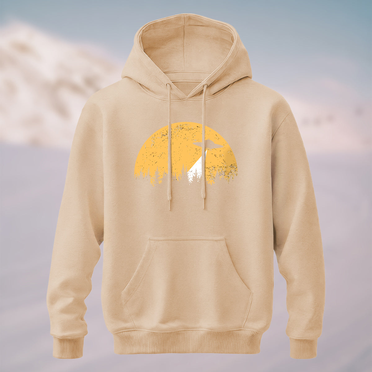 Cotton Made Alien Spaceship Print Hoodie