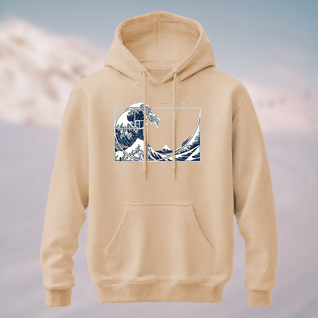 Cotton Made Blue and White Giant Waves Print Hoodie