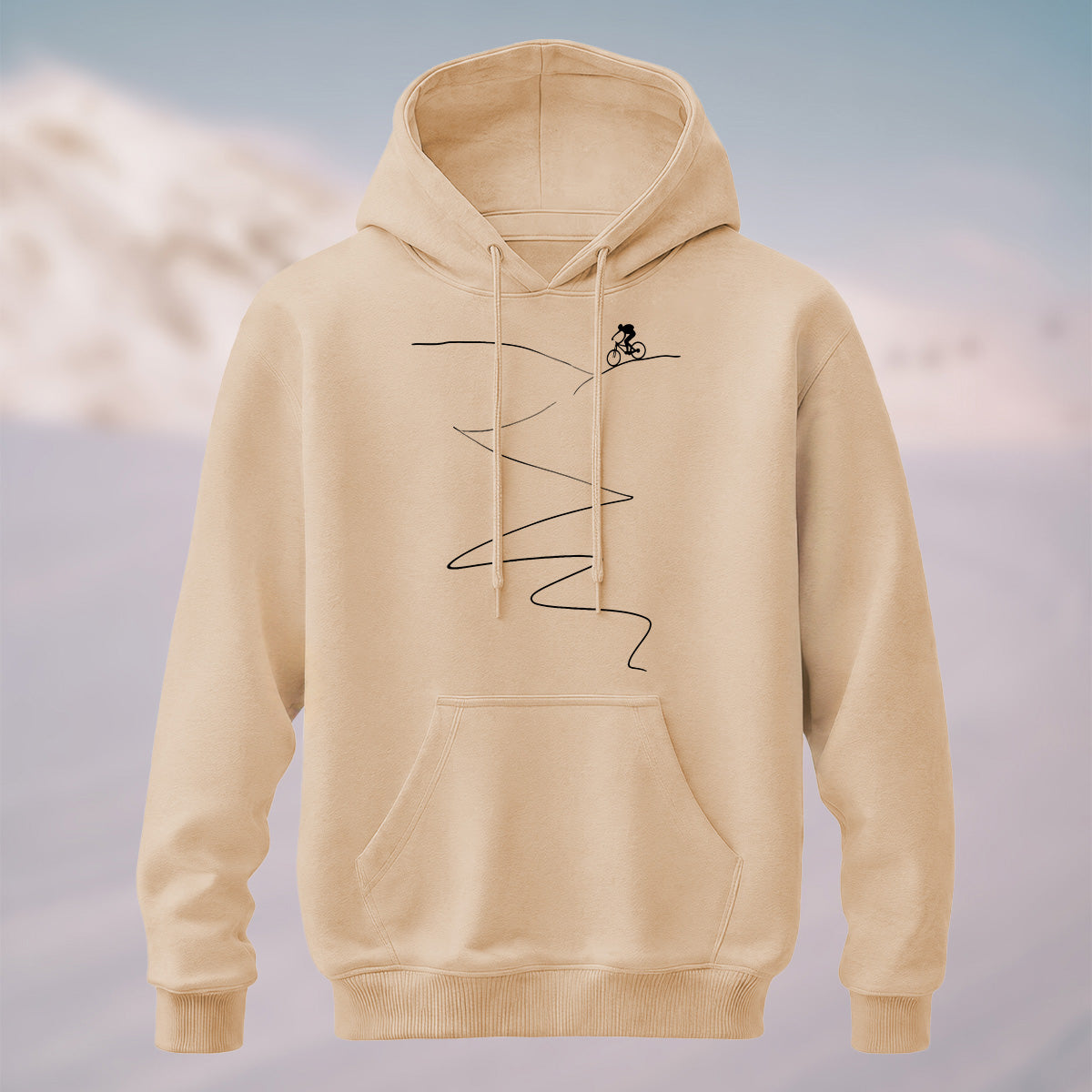 Cotton Made Minimalist Style Cycling Print Hoodie