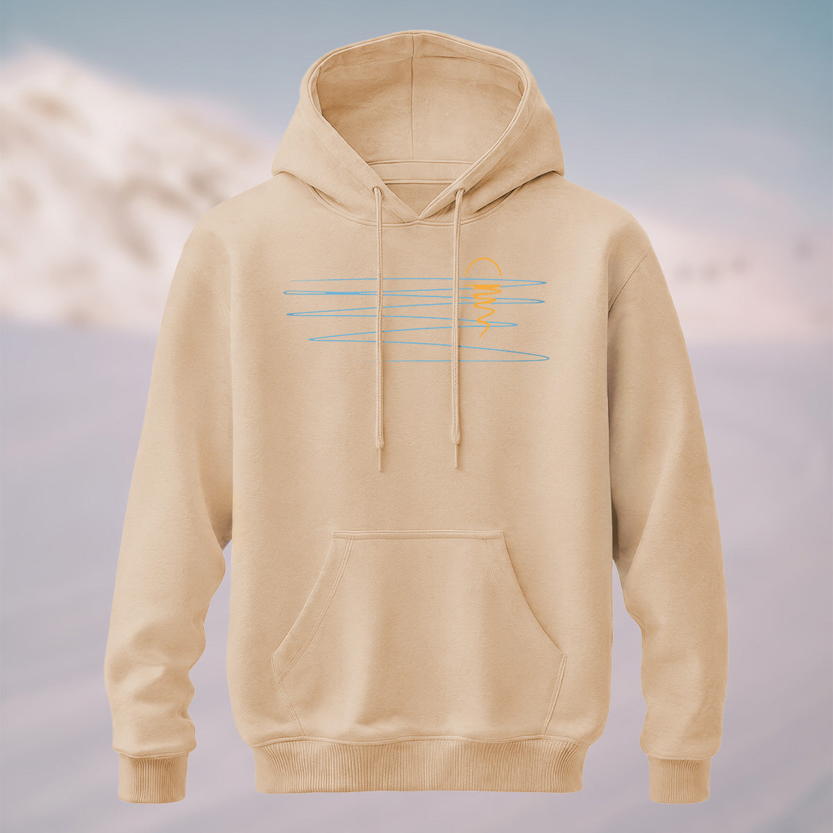 Cotton Made Minimalist Abstract Line Print Hoodie