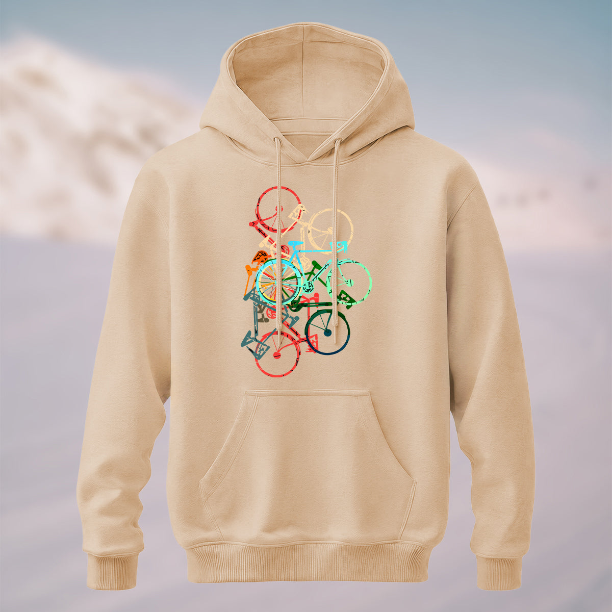 Cotton Made Colorful Bicycle Print Hoodie