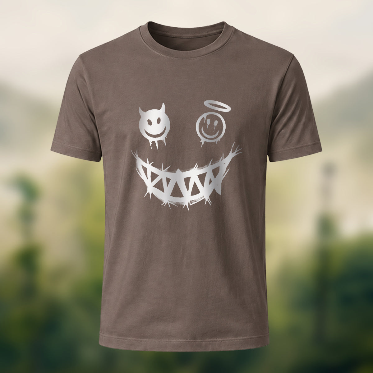 Devil's Smile Print Casual Cotton T-Shirt