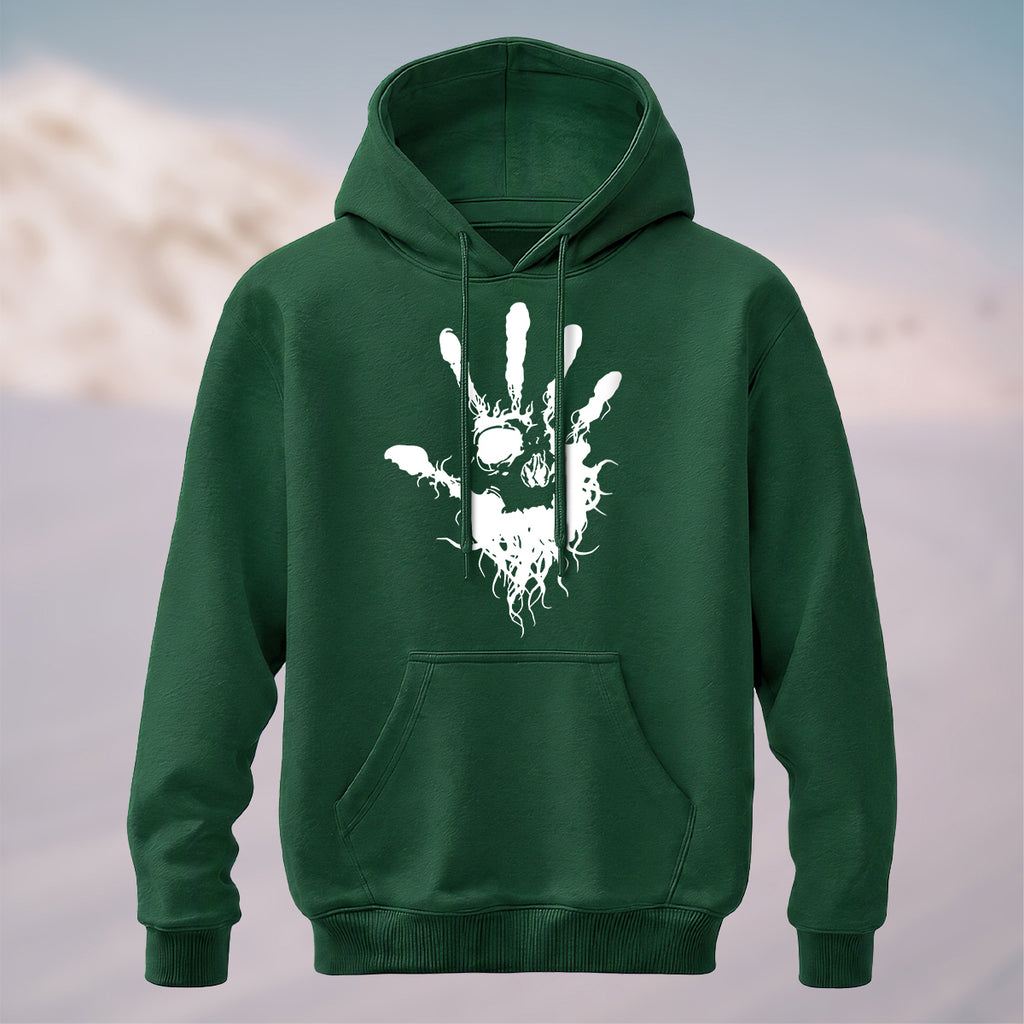 Cotton Made Dark Palm Skeleton Print Hoodie