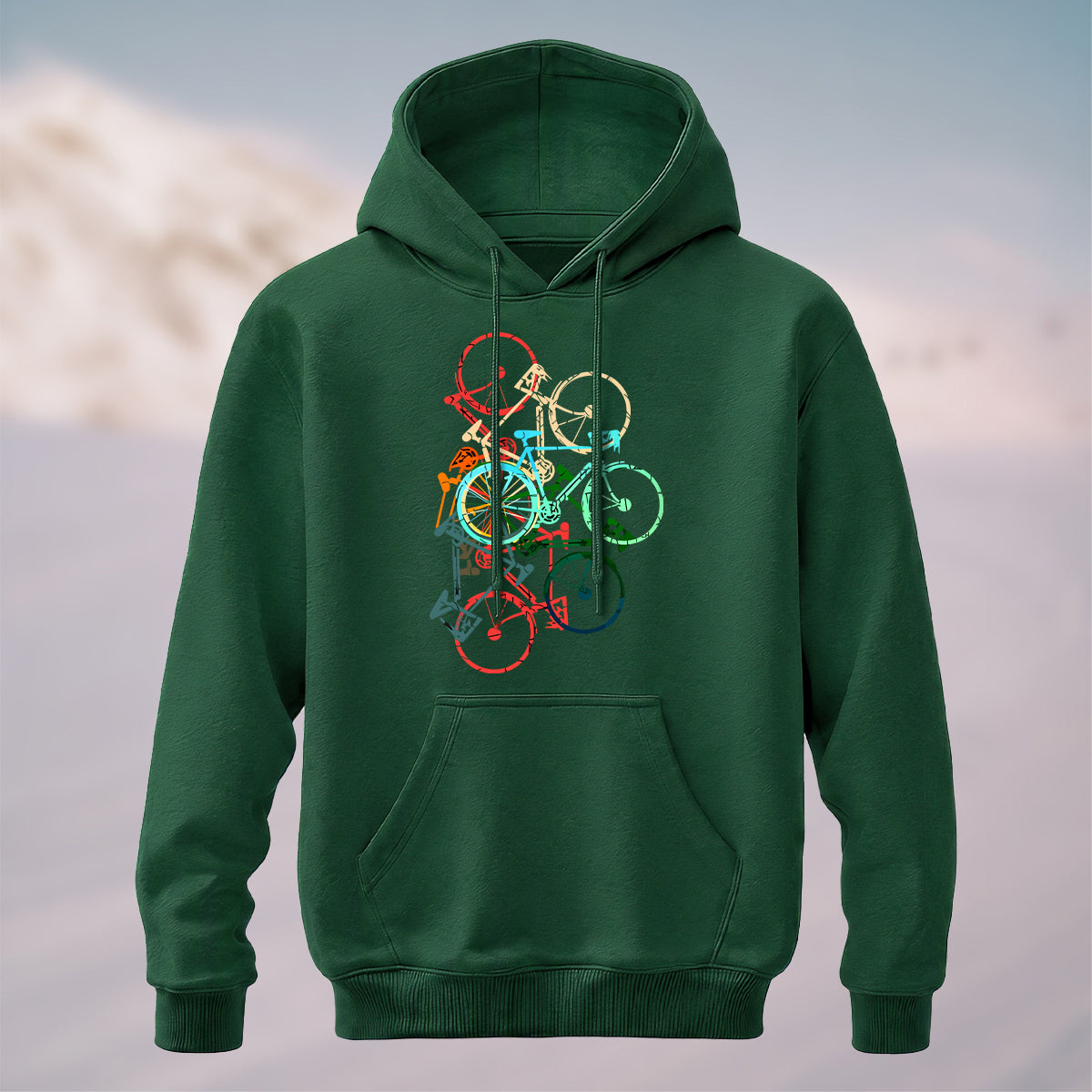 Cotton Made Colorful Bicycle Print Hoodie
