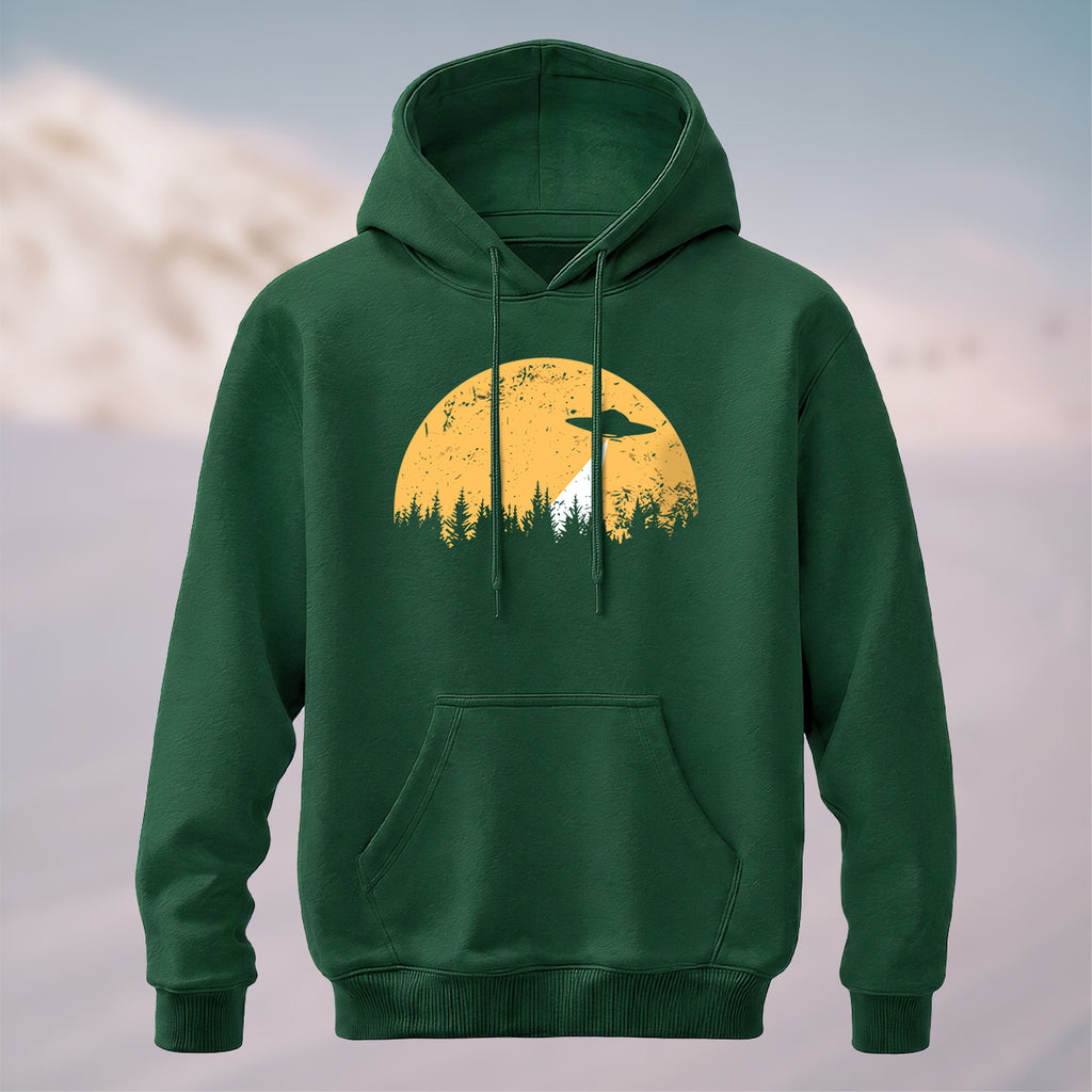 Cotton Made Alien Spaceship Print Hoodie
