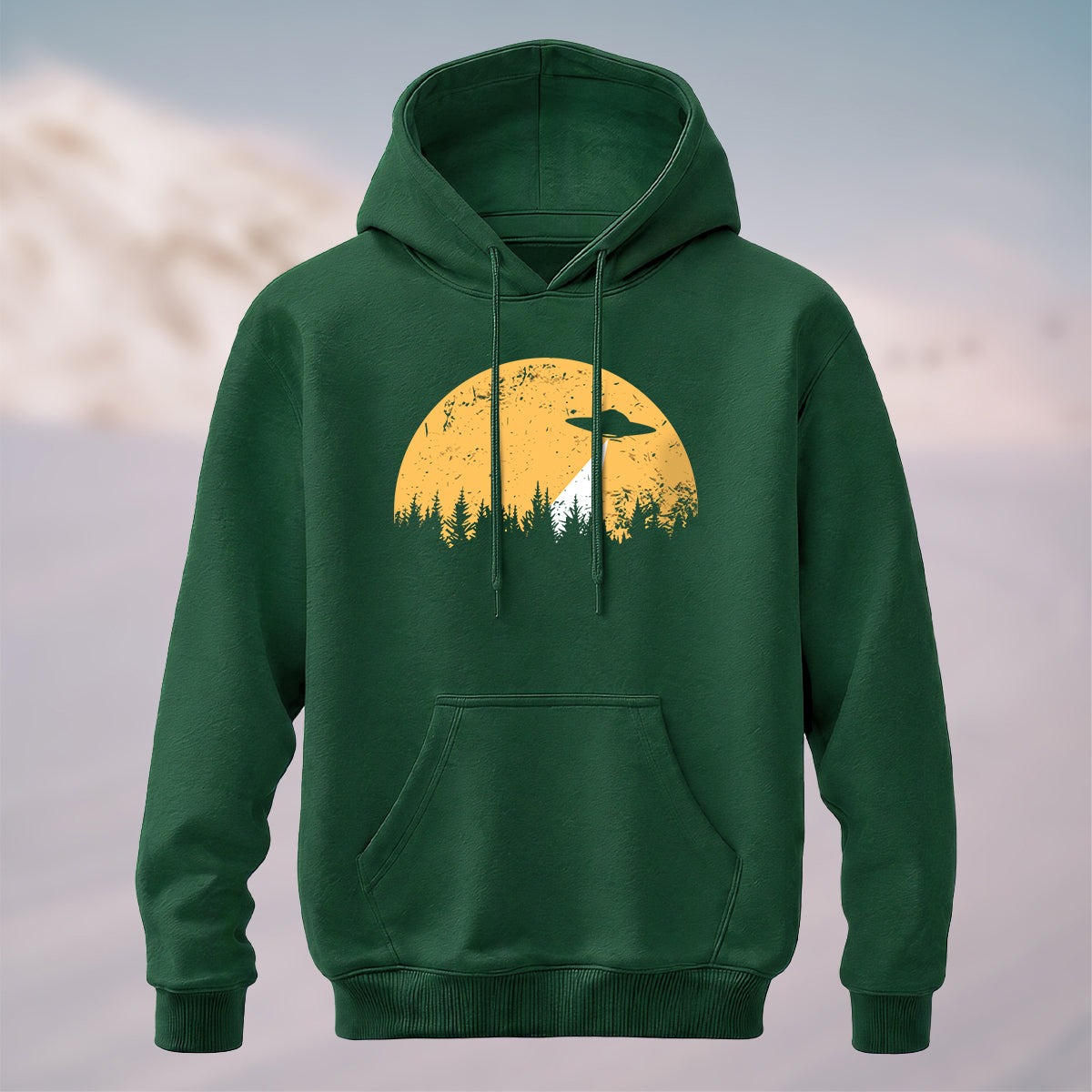 Cotton Made Alien Spaceship Print Hoodie