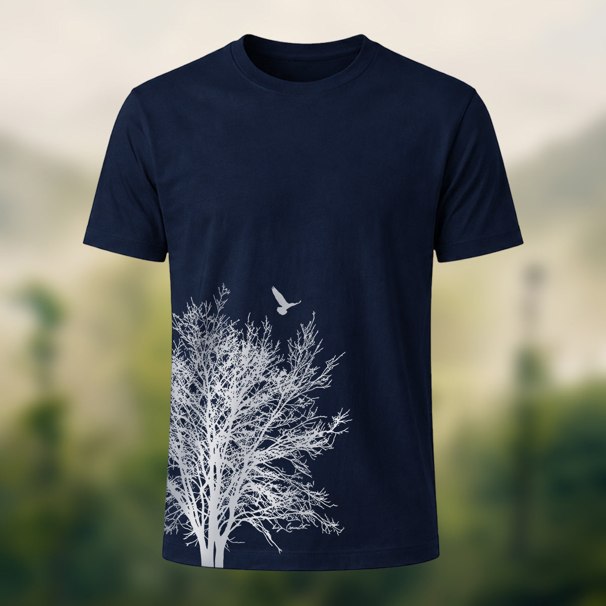Dead Tree Silhouette Printed Casual 100% Cotton T-Shirt