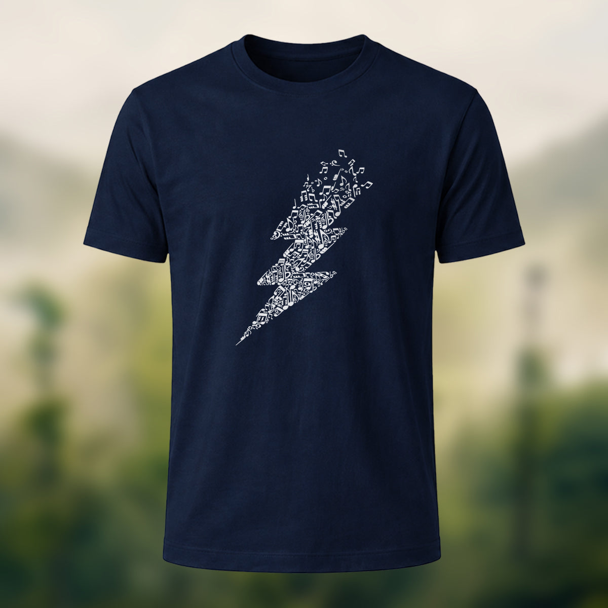 Creative Music Note Lightning Casual Cotton T-Shirt