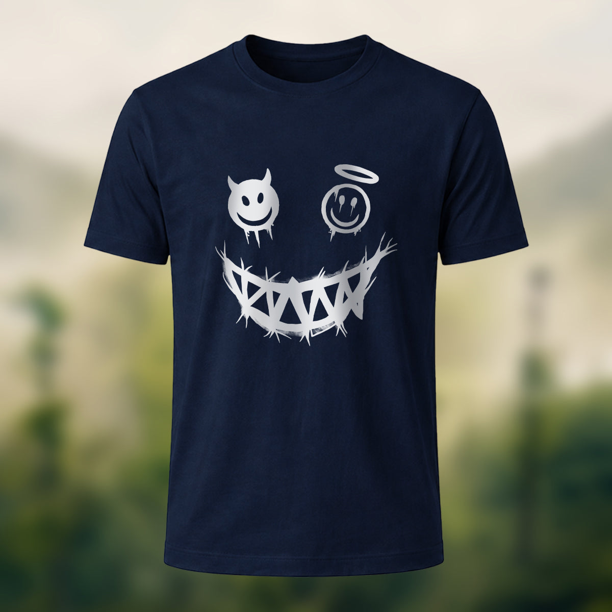 Devil's Smile Print Casual Cotton T-Shirt