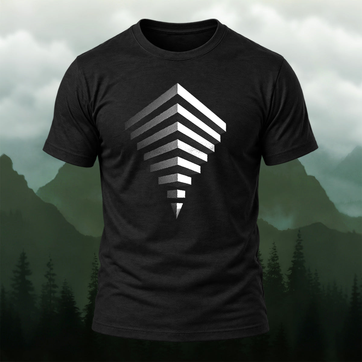 Modern Geometric Print Combed Cotton T-Shirt