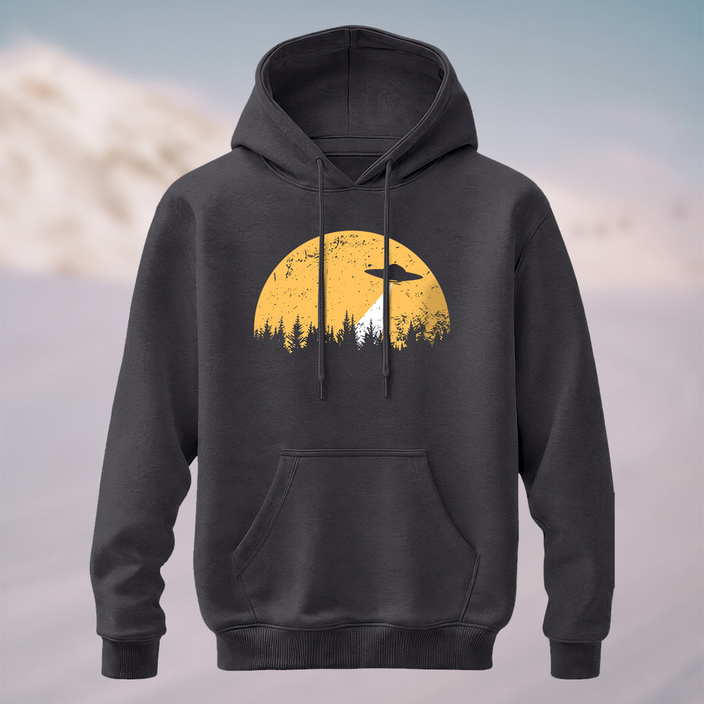 Cotton Made Alien Spaceship Print Hoodie