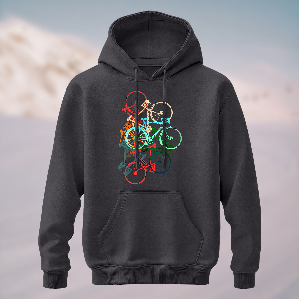 Cotton Made Colorful Bicycle Print Hoodie
