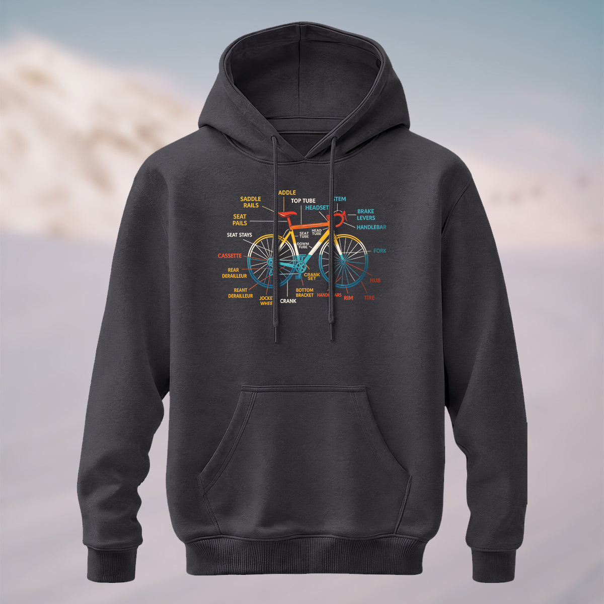 Cotton Made Creative Colorful Bicycle Print Hoodie