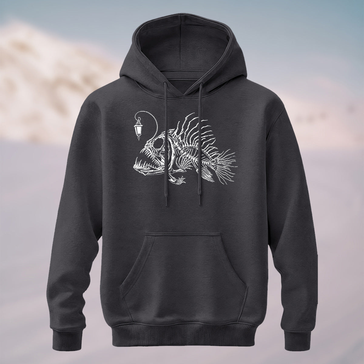 Cotton Made Deep Sea Anglerfish Skeleton Print Hoodie