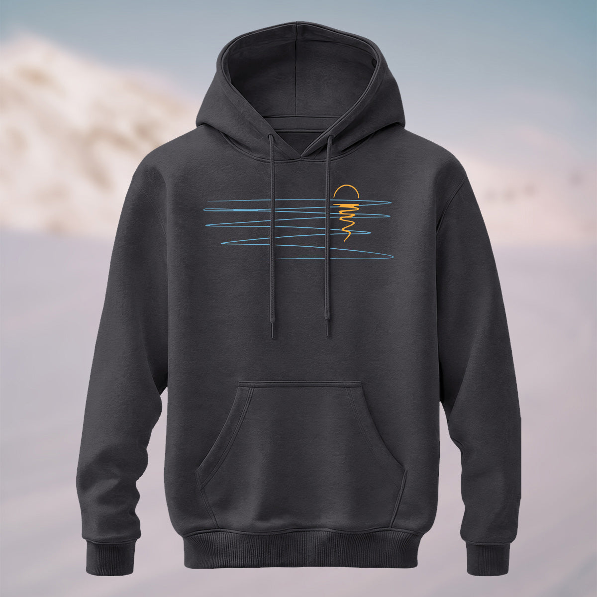 Cotton Made Minimalist Abstract Line Print Hoodie