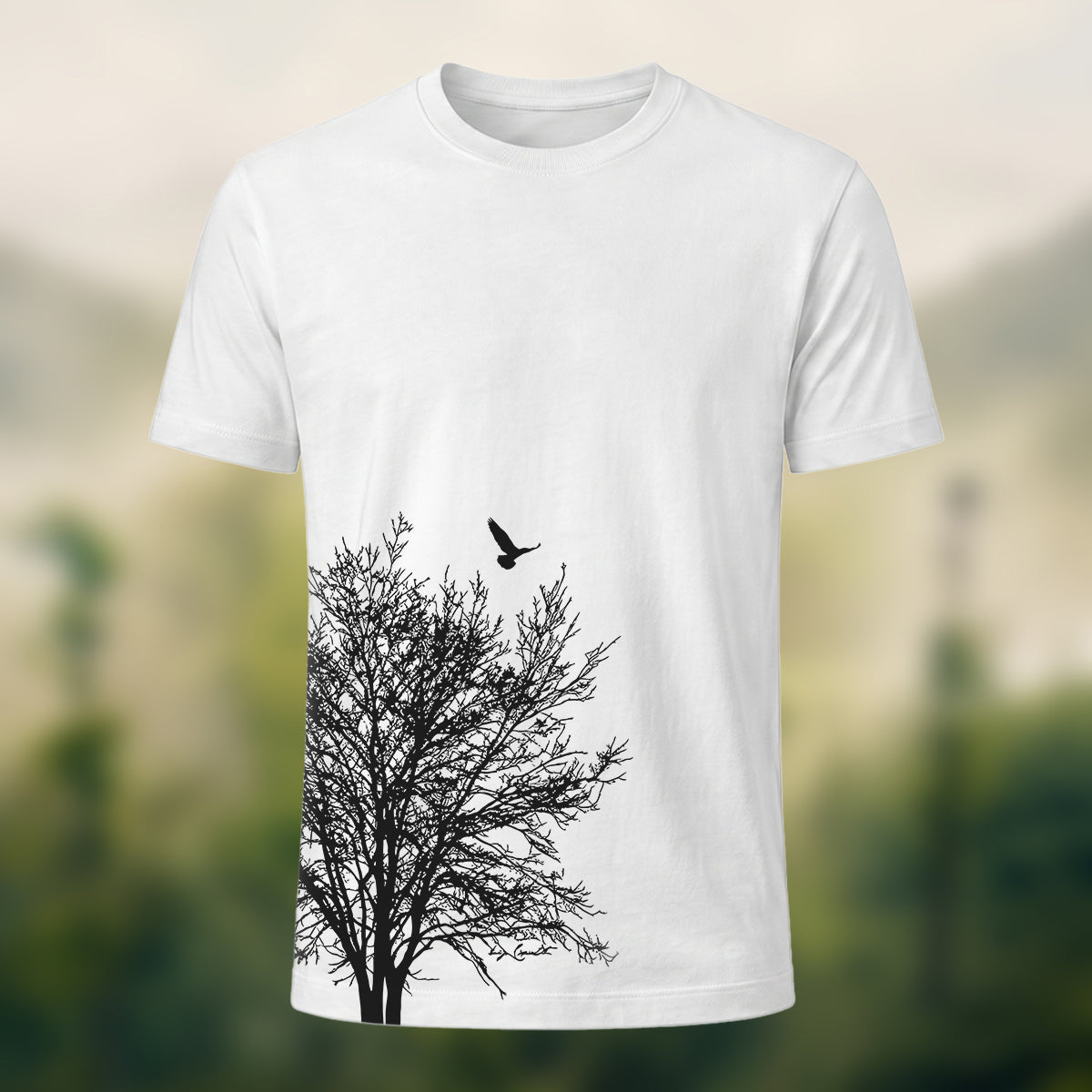 Dead Tree Silhouette Printed Casual 100% Cotton T-Shirt