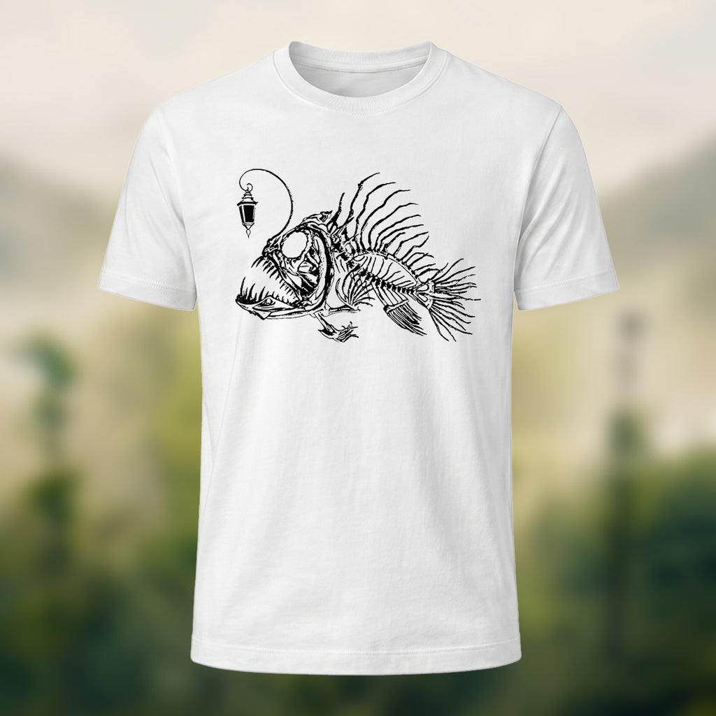 Fun Fish Sketch Print Cotton T-shirt