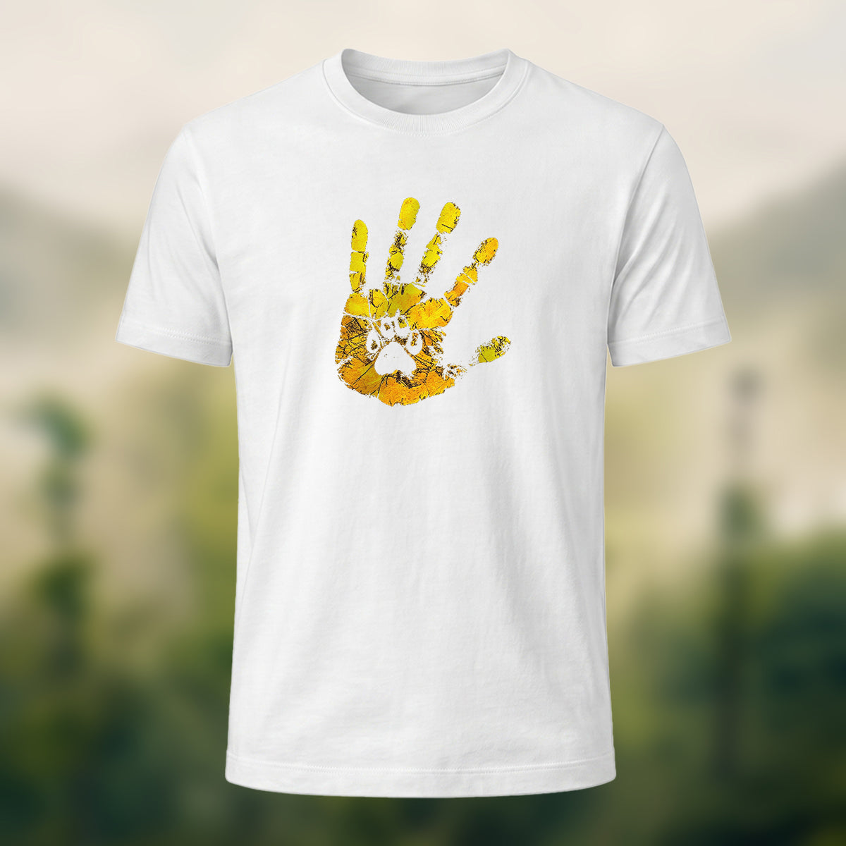 Handprint Print 100% Cotton Casual T-Shirt