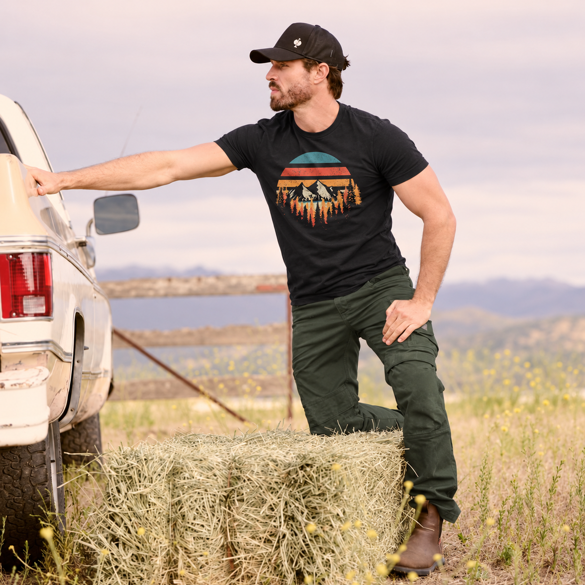 Men's Mountain Forest Deeply Wild Print T-shirt