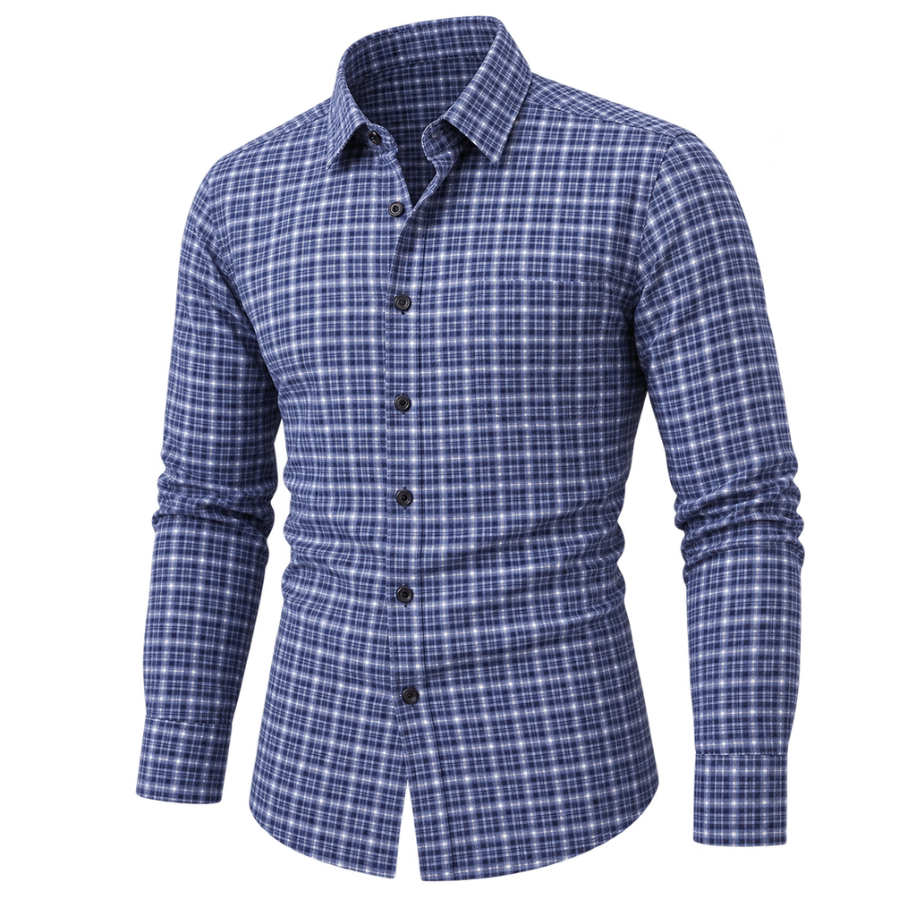 Natural Classic Plaid Button-Down Shirt