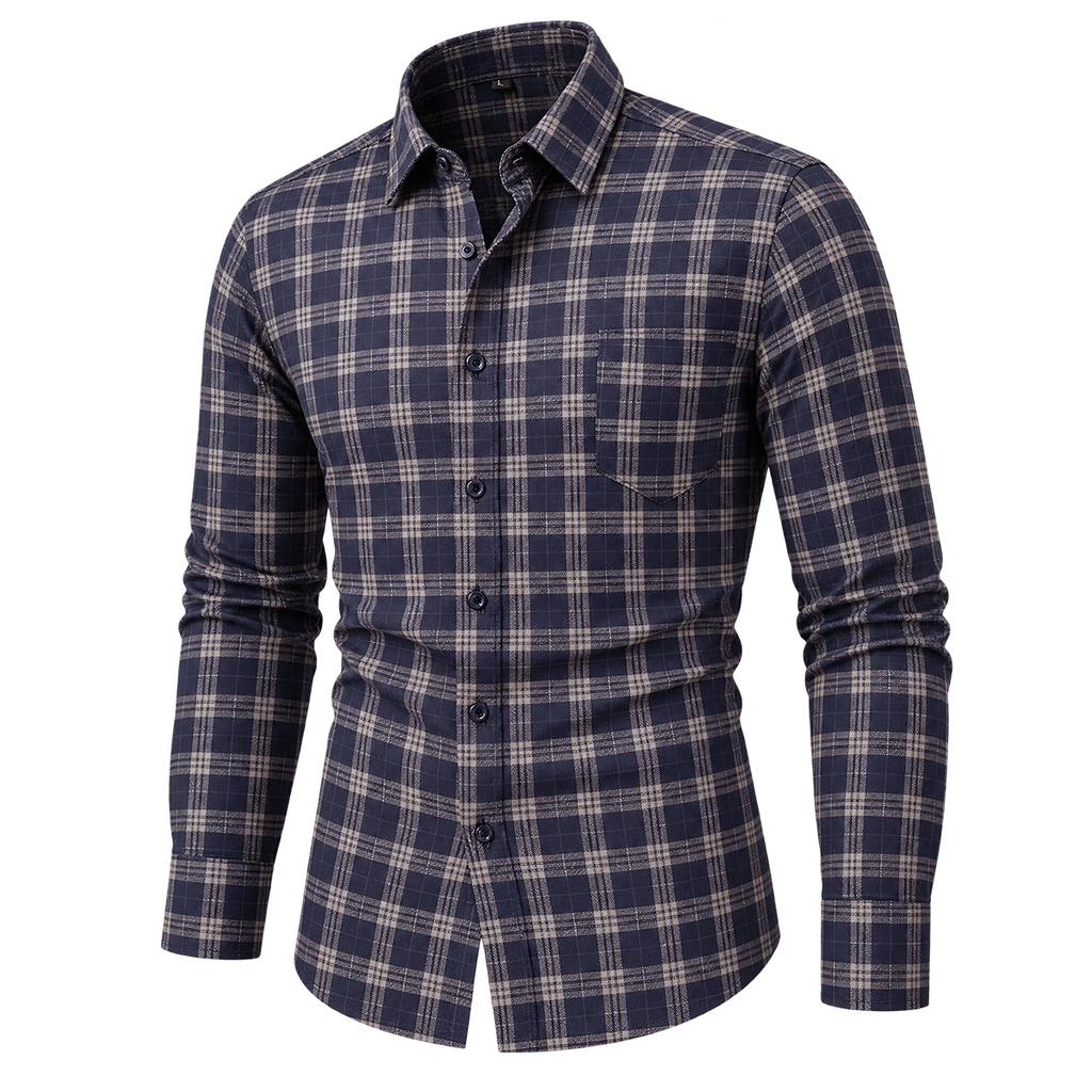 Natural Classic Plaid Button-Down Shirt