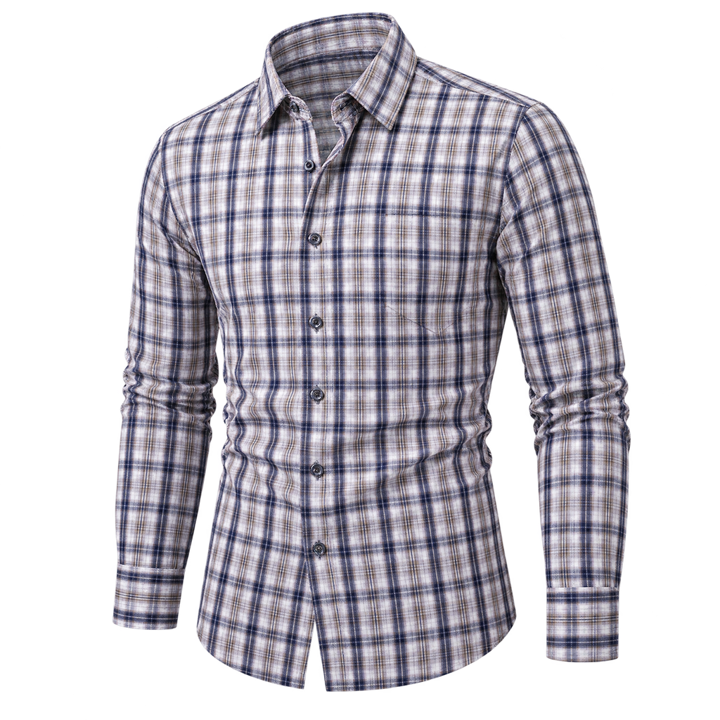 Natural Classic Plaid Button-Down Shirt