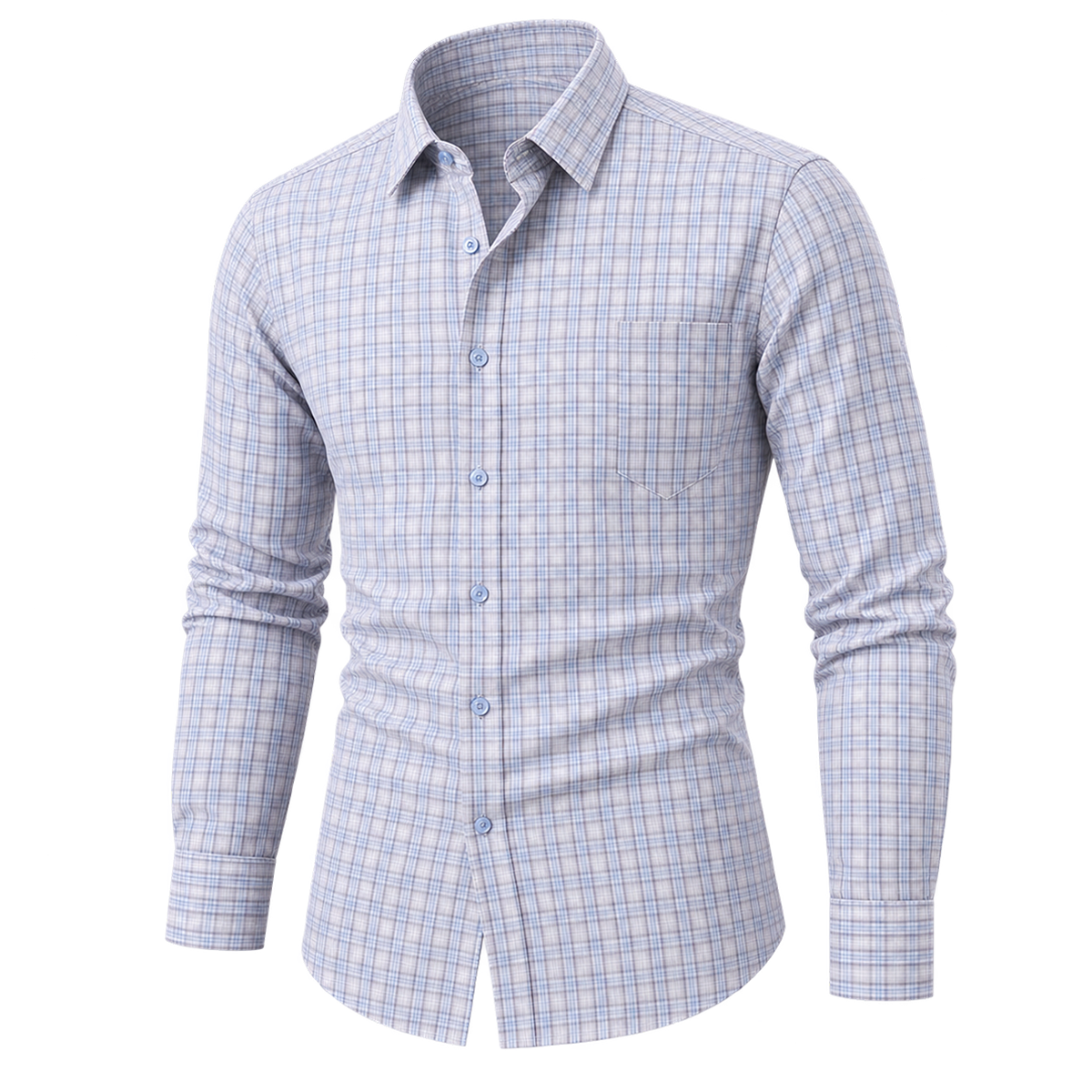 Natural Classic Plaid Button-Down Shirt