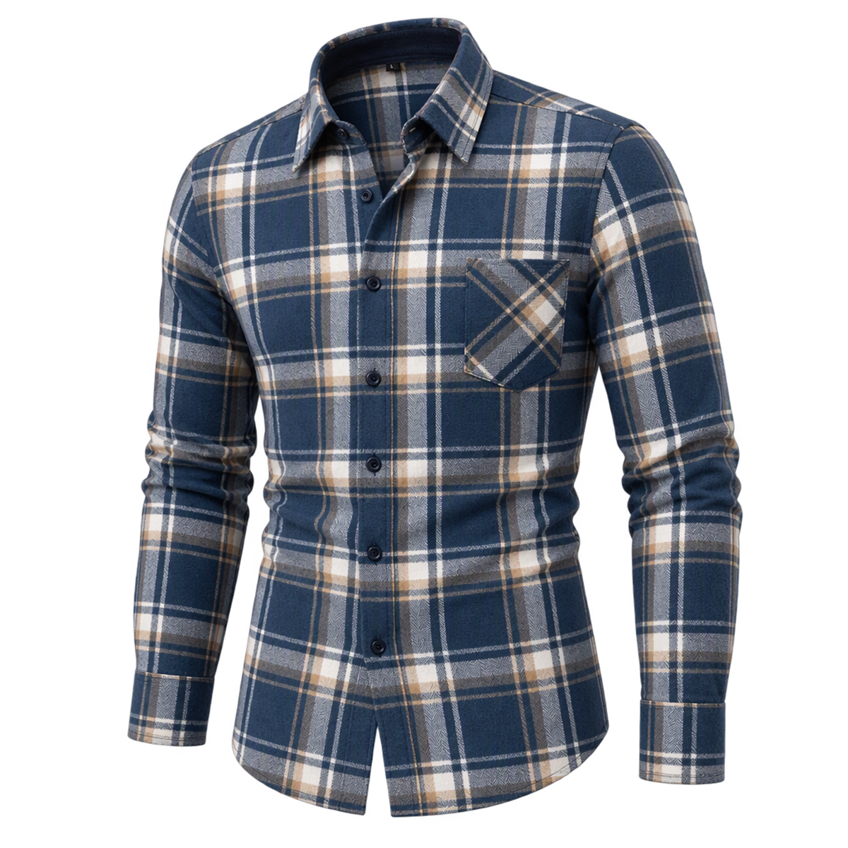 Natural Brushed Plaid Pure Cotton Shirt