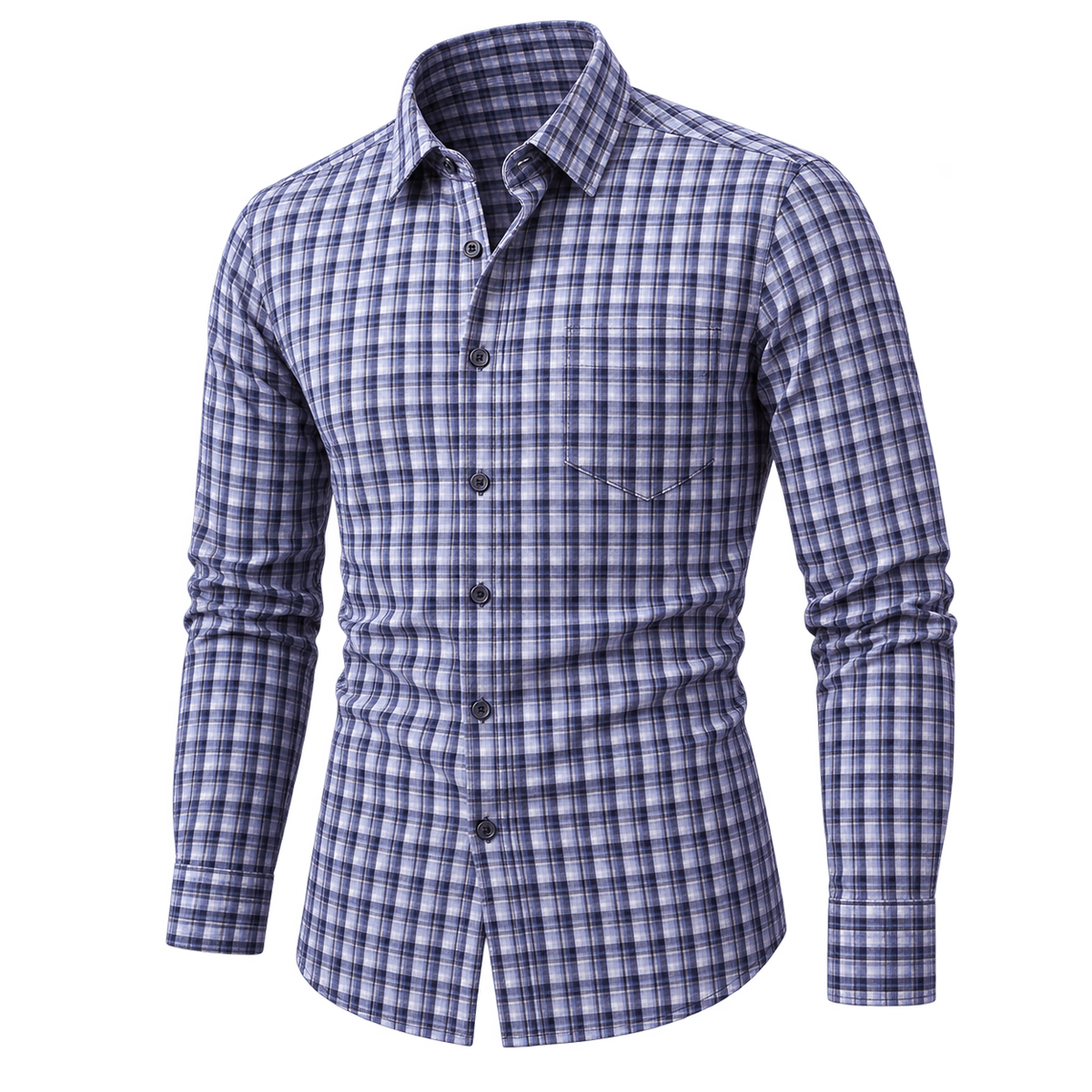 Natural Classic Plaid Button-Down Shirt