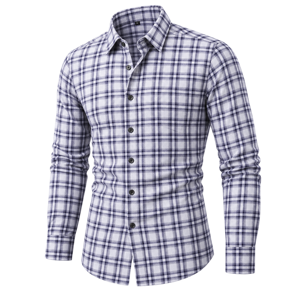 Natural Classic Plaid Button-Down Shirt