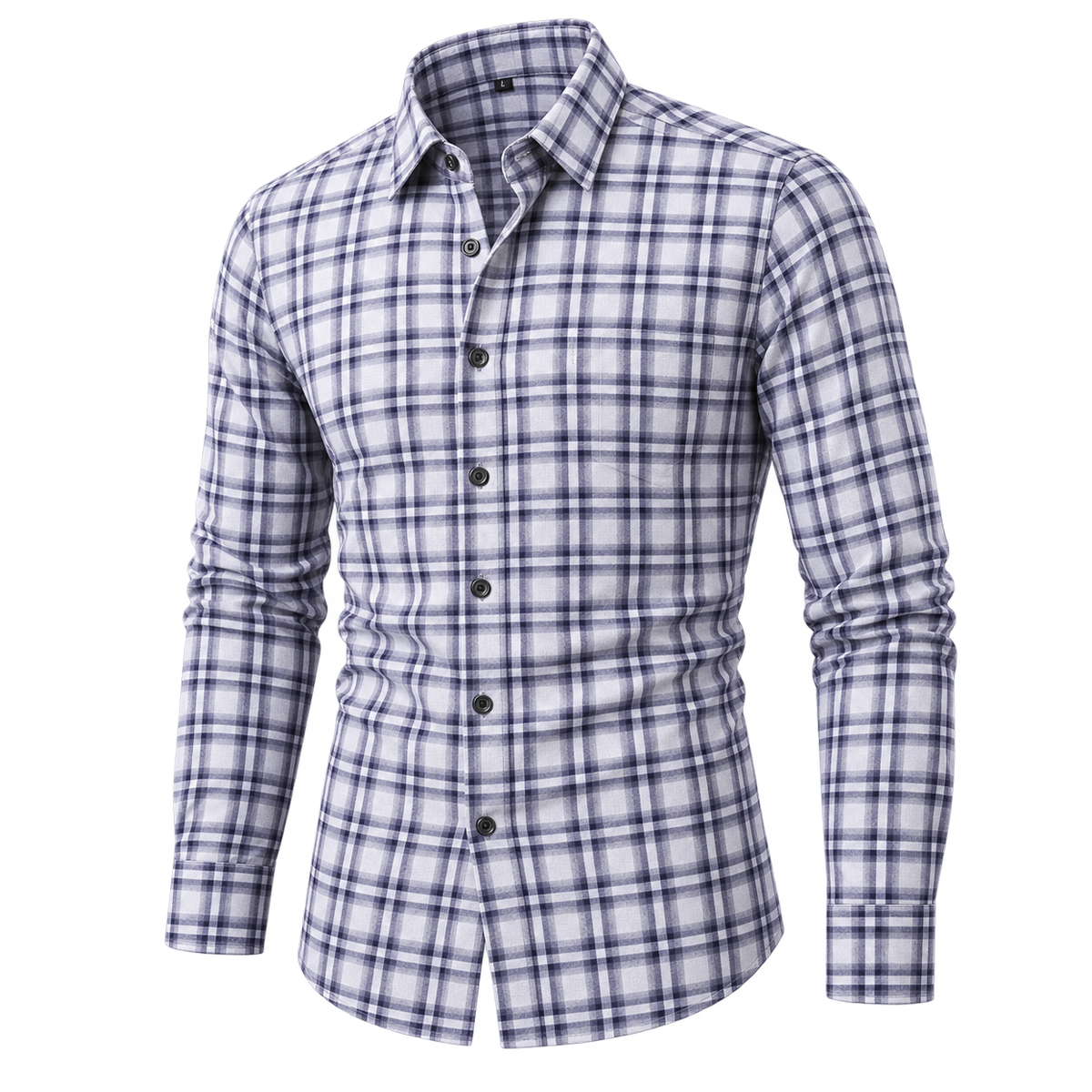 Natural Classic Plaid Button-Down Shirt