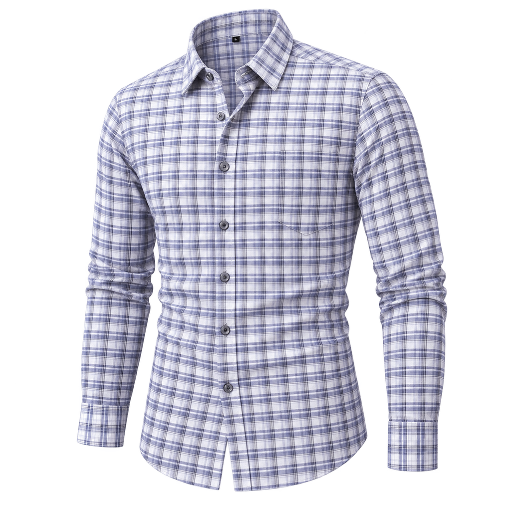 Natural Classic Plaid Button-Down Shirt