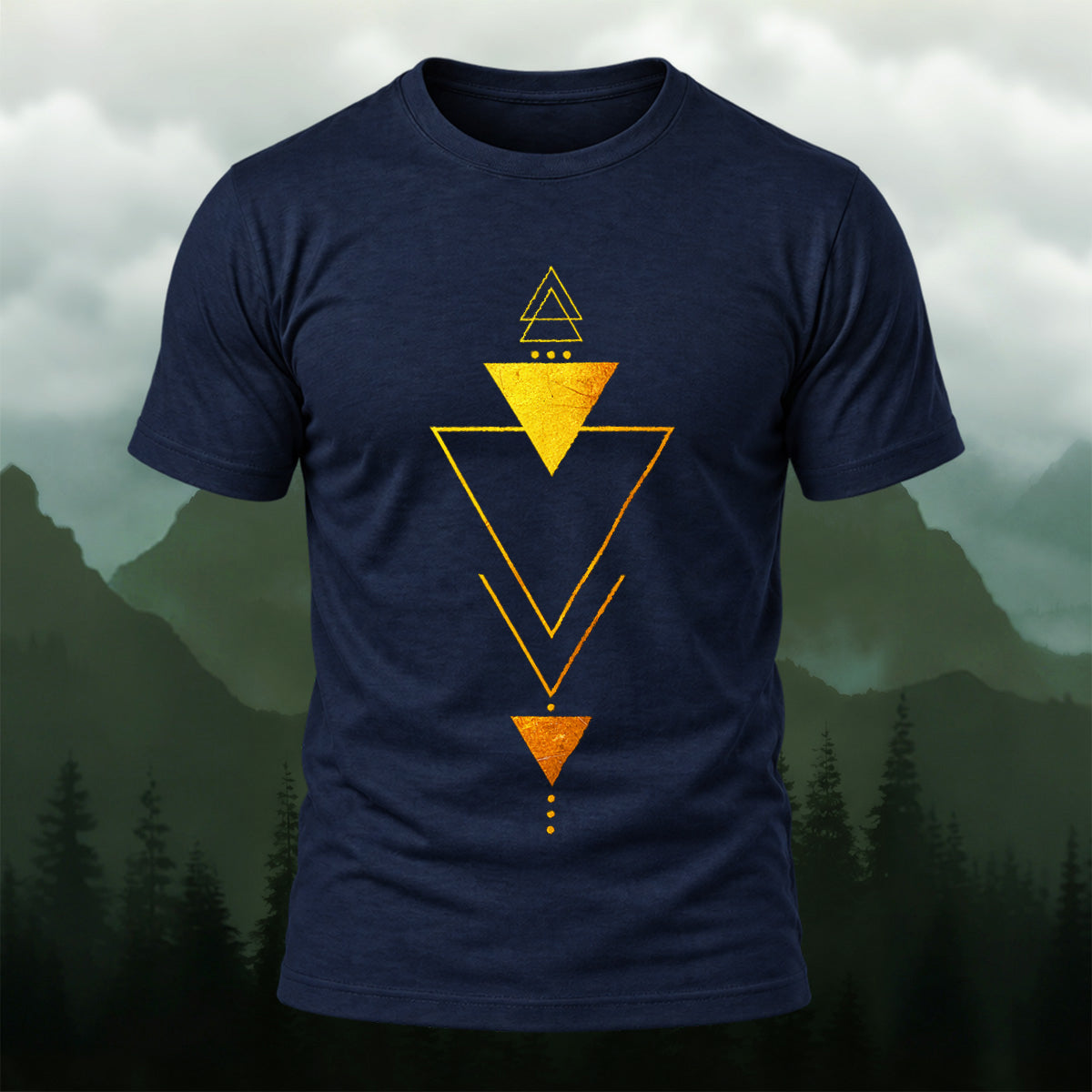 Creative Inverted Triangles Combed Cotton T-Shirt