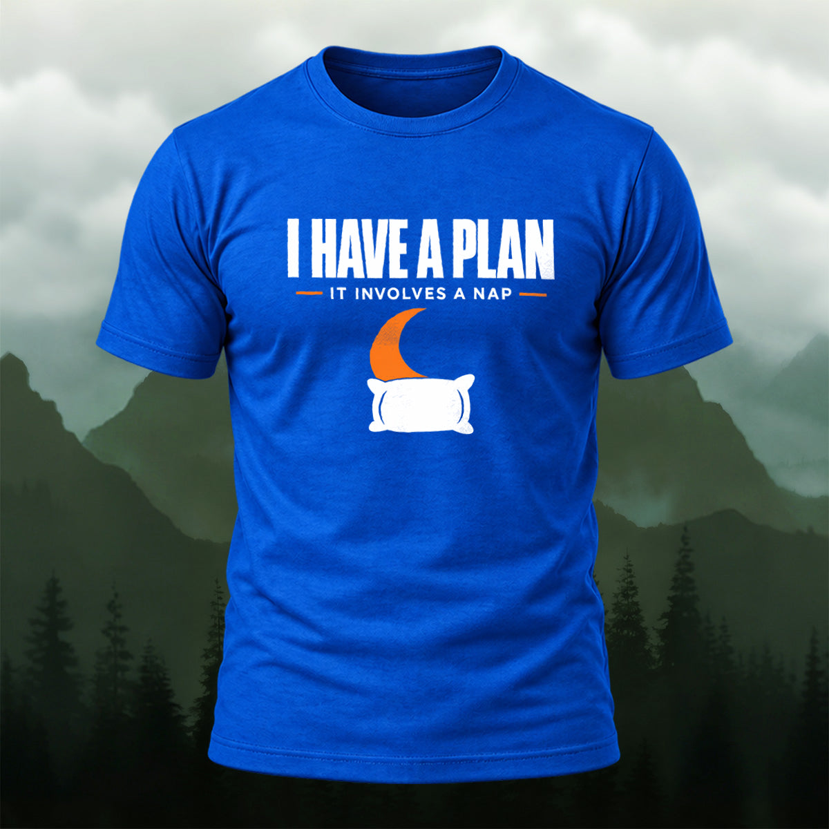 Playful Nap Illustration Combed Cotton T-Shirt