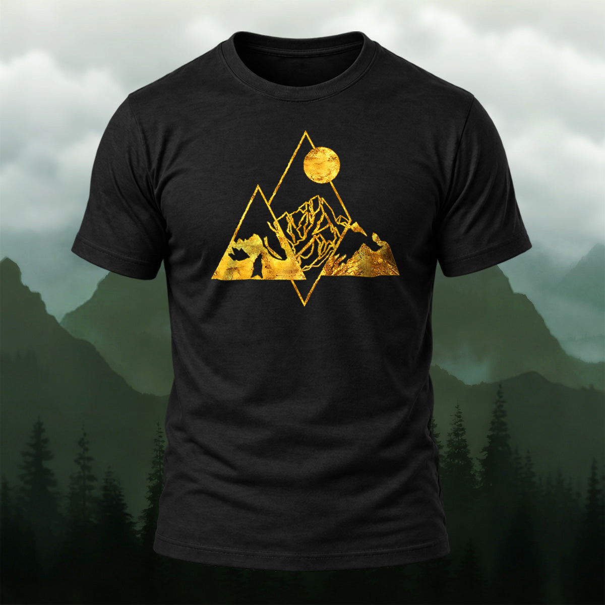 Creative Metallic Mountains Soft Cotton T-Shirt