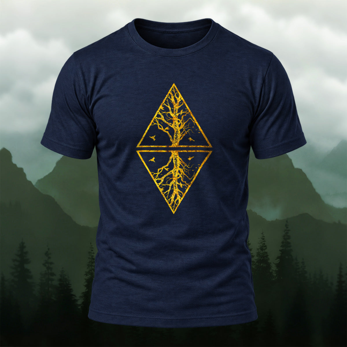 Artistic Tree Reflection Premium Cotton T-Shirt